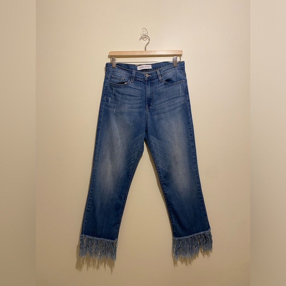Flying Monkey Distressed Blue Ankle Jeans. Size 30